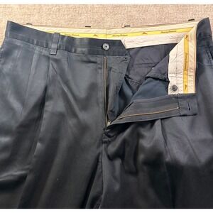 Tommy Bahama Pants Mens 36x32 Black Pleated Straight Leg Silk Bamboo Blend